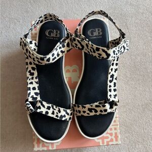 Gianni Bini Black and Cream Leopard Sport Sandals